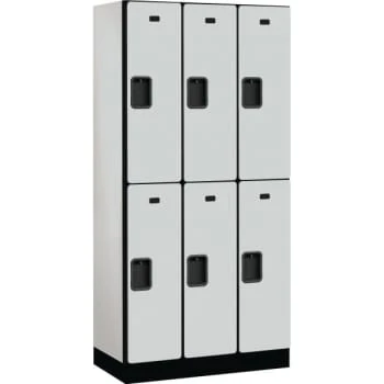 Salsbury IndustriesĀ® Designer Two Tier Wood Locker, Gray, 3-Wide - Image 2
