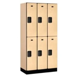 Salsbury Industries® Designer Two Tier Wood Locker, Maple, 3-Wide