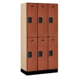 Salsbury Industries® Designer Two Tier Wood Locker, Cherry, 3-Wide