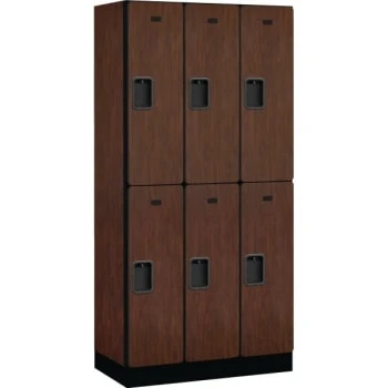 Salsbury IndustriesĀ® Designer Two Tier Wood Locker, Mahogany, 3-Wide - Image 2