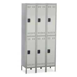 Safco® Gray Steel Double-Tier Two-Tone 3-Column Locker With Leg 78 X 36 X 18inch