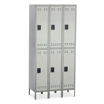Safco® Gray Steel Double-Tier Two-Tone 3-Column Locker With Leg 78 X 36 X 18inch