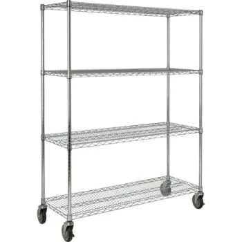 Rubbermaid 800 Lb 4-Shelf Metal Wire Mobile Rack (Chrome)
